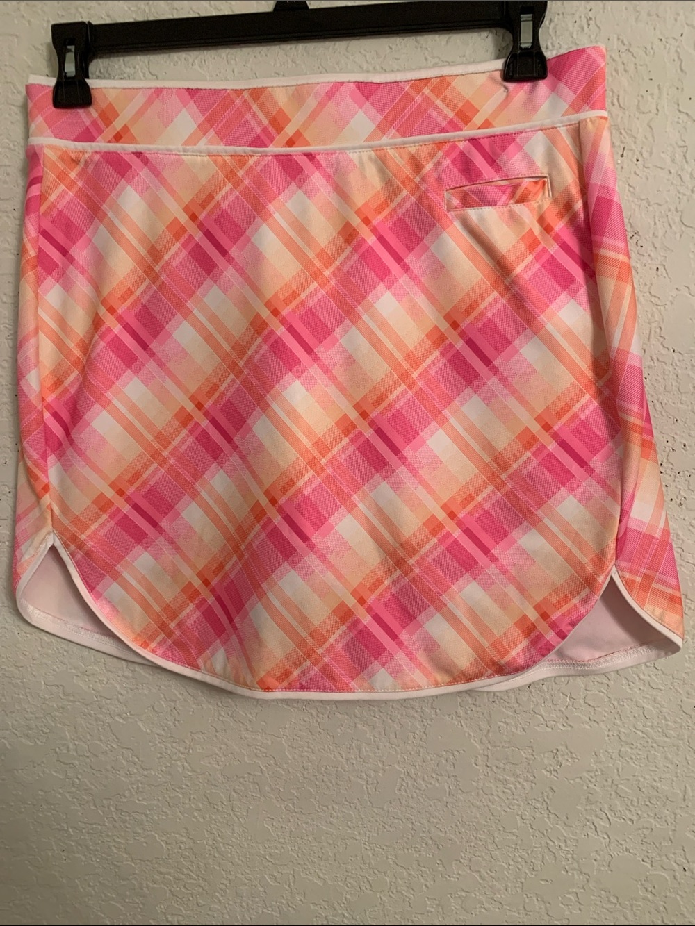 Pebble Beach Pink and Orange Plaid Skater Golf Skort Skirt Size L